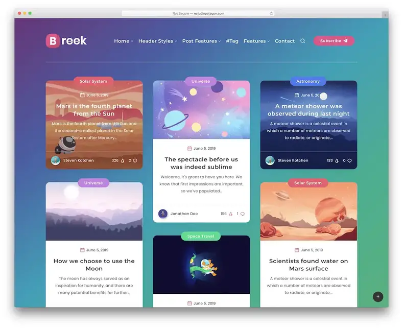 Thème wordpress du magazine Breek