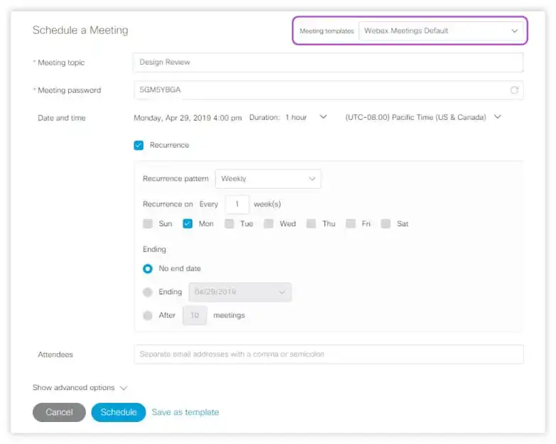 Webex: Jadwalkan Rapat