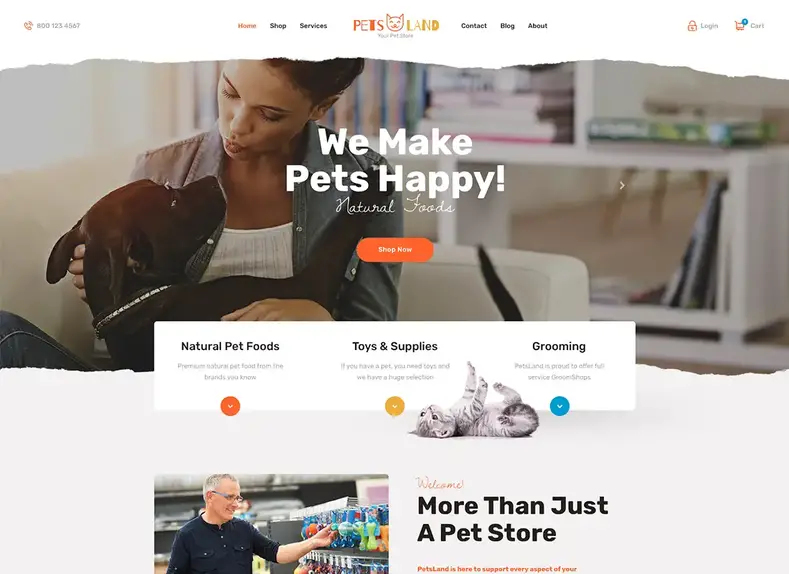 Pets Land - Thème WordPress pour animalerie et vétérinaire