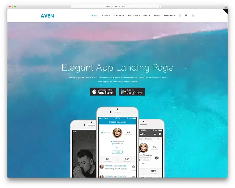 template-website-page-landing-aven-application