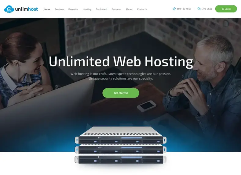 UnlimHost : un thème d'hébergement et de technologie WordPress