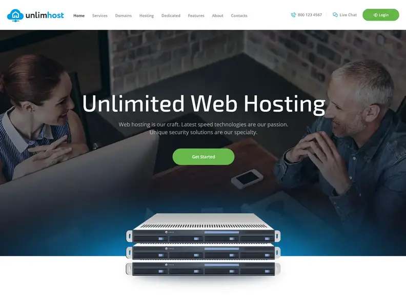 UnlimHost – Un tema WordPress di hosting e tecnologia