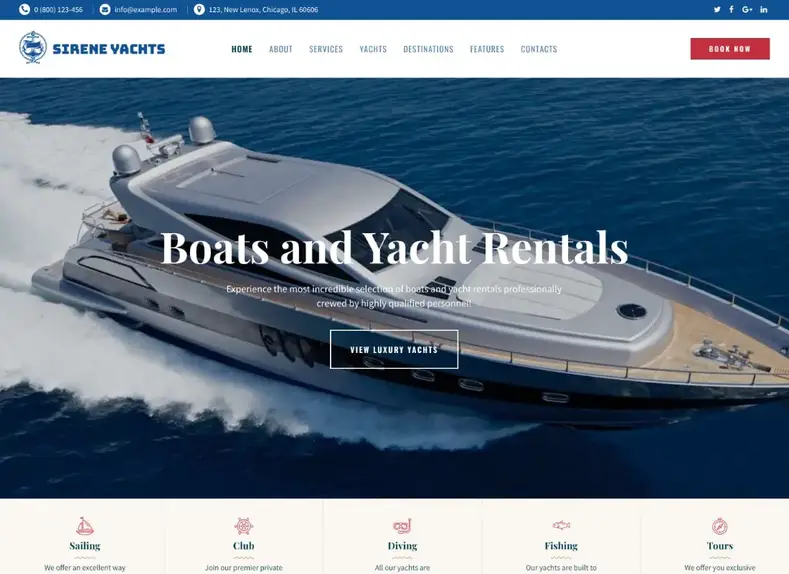 Sirène |  Thème WordPress des services de location de yachts et de location de bateaux