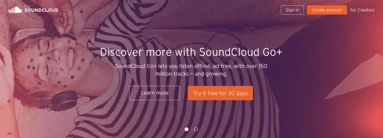 SoundCloud -startside