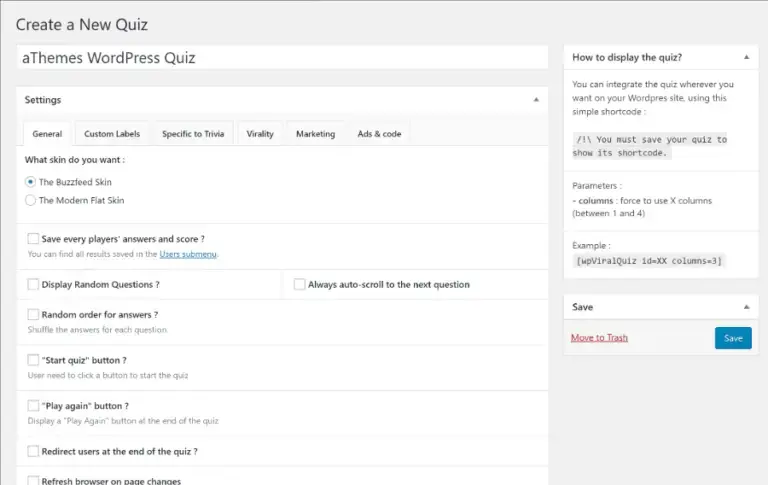 interface de teste viral