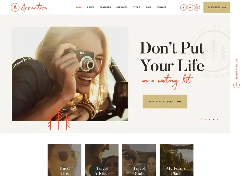 Aventura |  Tema WordPress para blog pessoal de viagens e estilo de vida