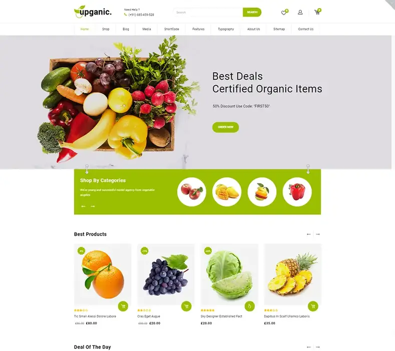 Upganic - Tema WooCommerce Mega Store Premium Grocery