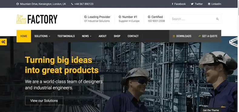 Pabrik - Tema WordPress Bisnis Industri