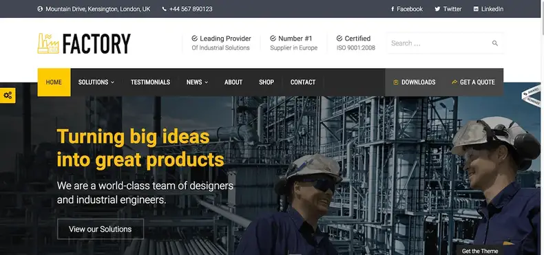 Factory - Thème WordPress pour les entreprises industrielles