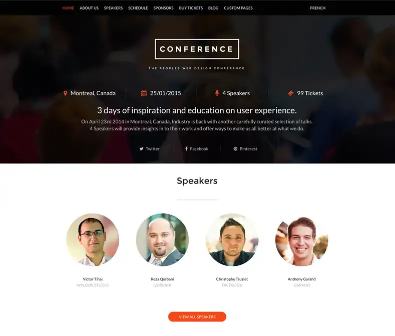 tema WordPress de conferência