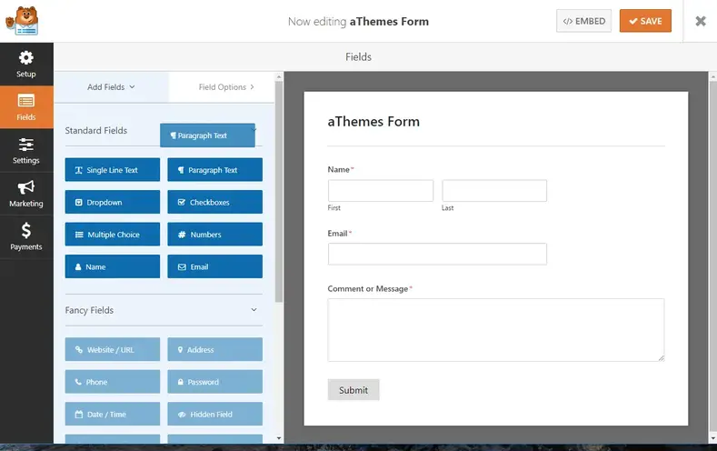 Interface WPForms