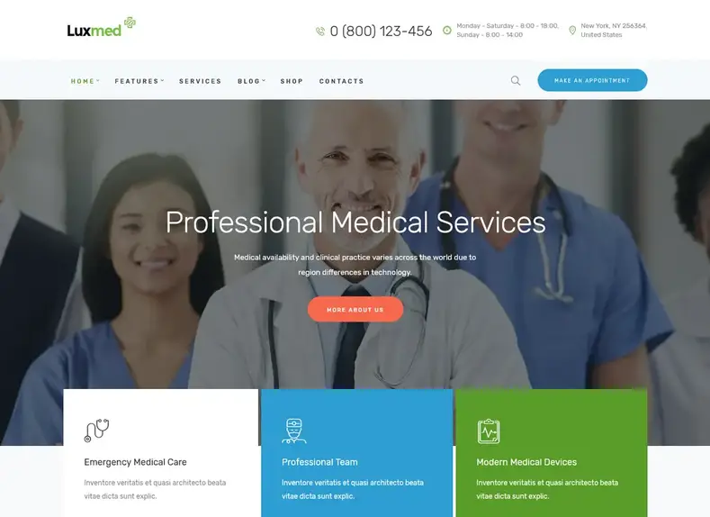 LuxMed |  Thème WordPress pour la santé et la médecine