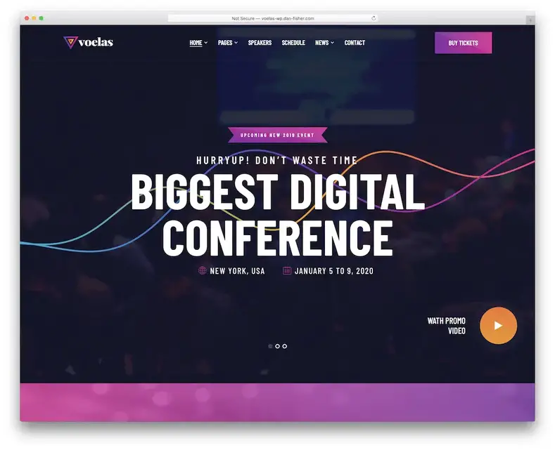 voelas tema wordpress para conferências e eventos
