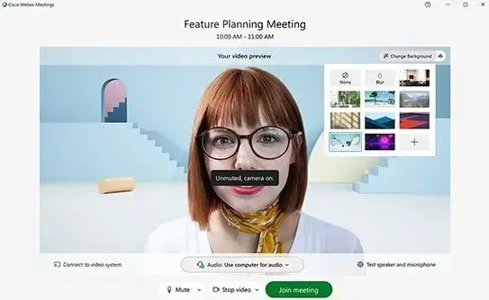 Webex: audio e video 