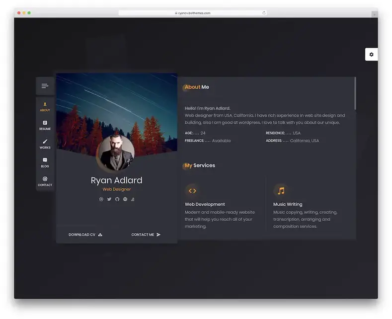 thème wordpress de marque personnelle ryancv