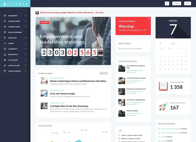 Aliança |  Tema WordPress para intranet e extranet