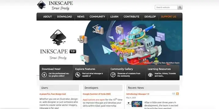 Inkscape tegnesoftware på tværs af platforme