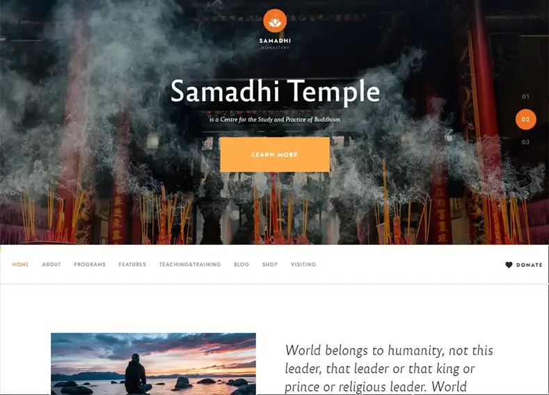 Samadhi |  Tema WordPress Kuil Buddha Timur