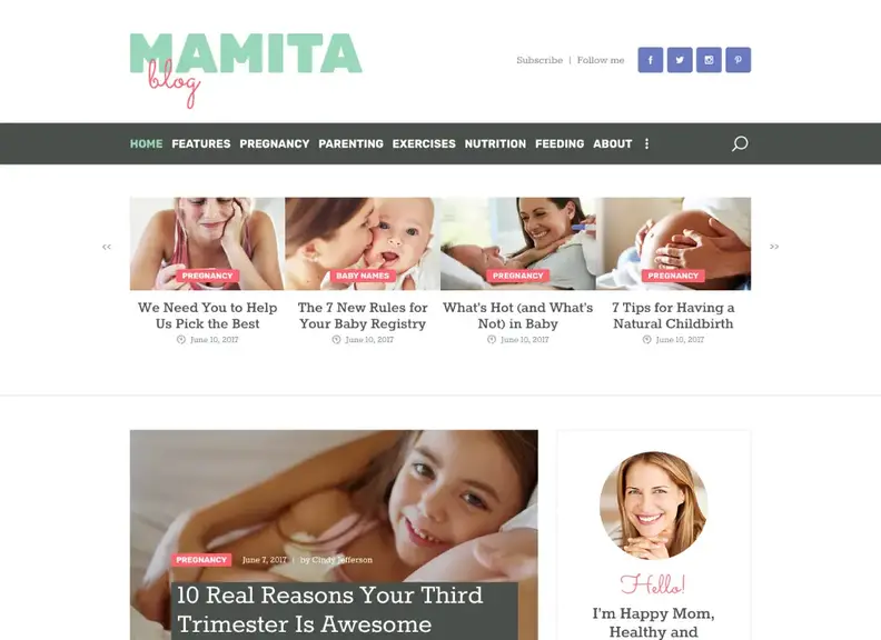 mami |  Tema WordPress pentru blogul sarcinii și maternității