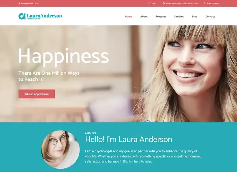 Laura Anderson |  Thème WordPress pour psychologue, thérapie et conseil