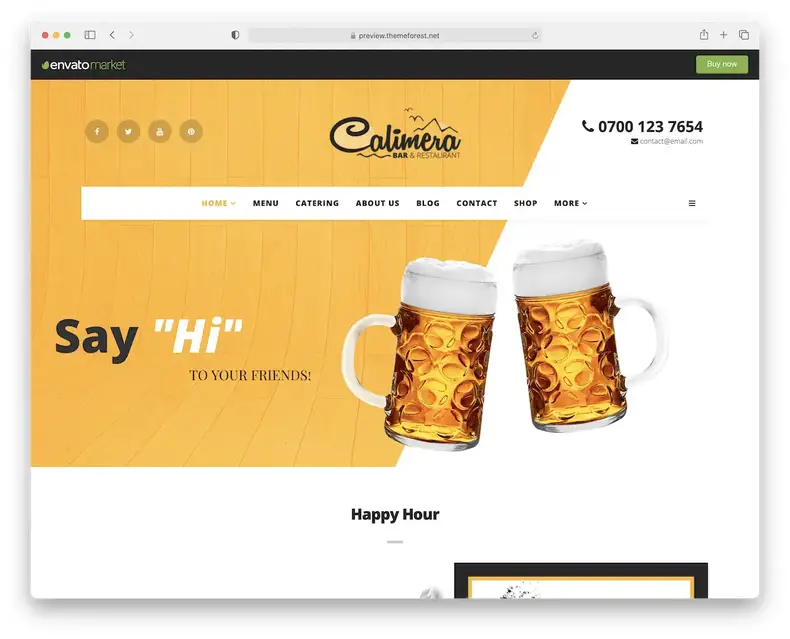 thème wordpress calimera pour bars pubs
