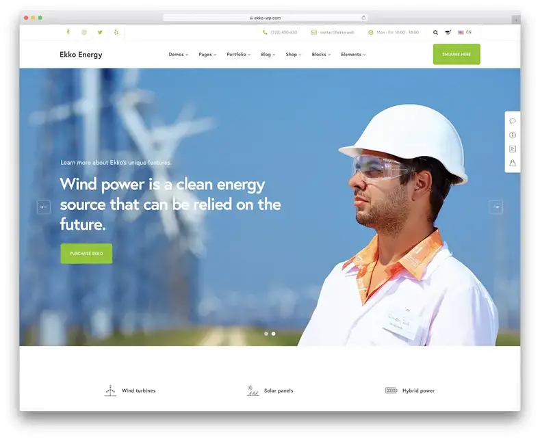 thème wordpress d'écologie environnementale ekko