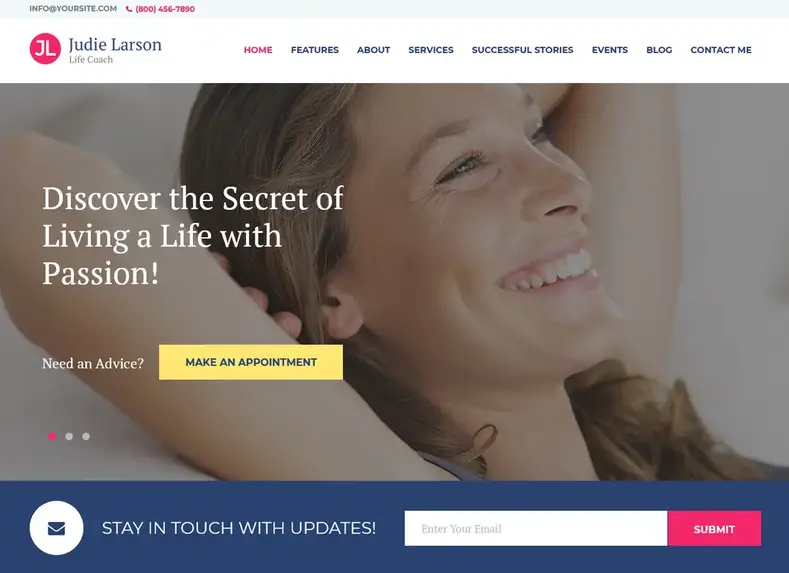 Judie Larson |  Personal WordPress Theme for Life Coach and Psychologist