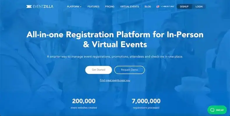 Plataforma de eventos tudo-em-um da Eventzilla