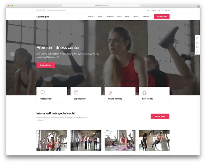 tema de fitness wordpress leadengine