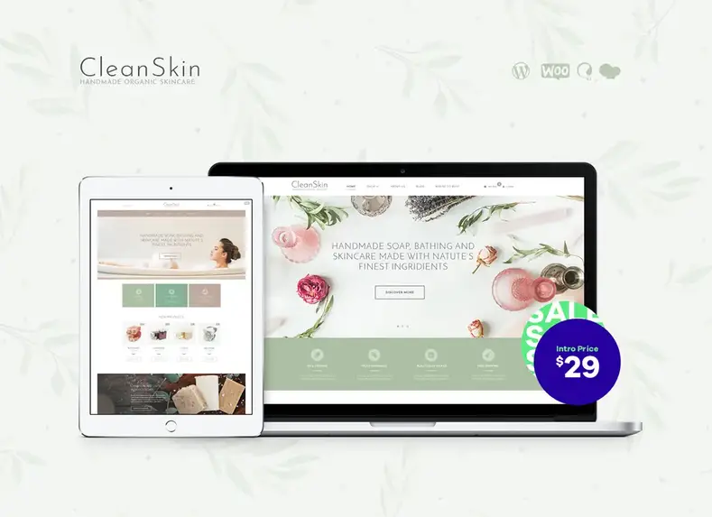 CleanSkin |  Sabão orgânico artesanal e loja de cosméticos naturais Tema WordPress