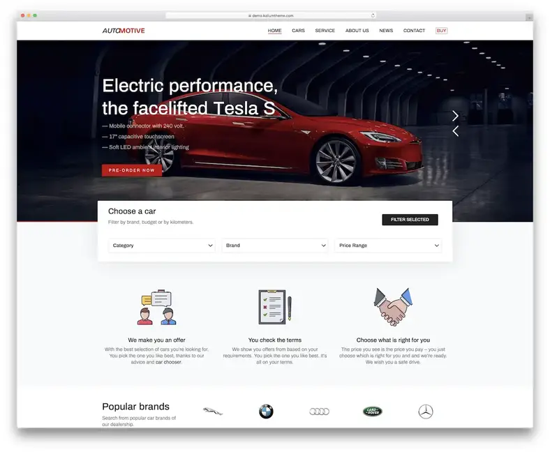tema wordpress de concessionária de carros kalium
