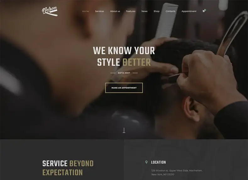 Nelson - Tema WordPress de barbearia e tatuagem
