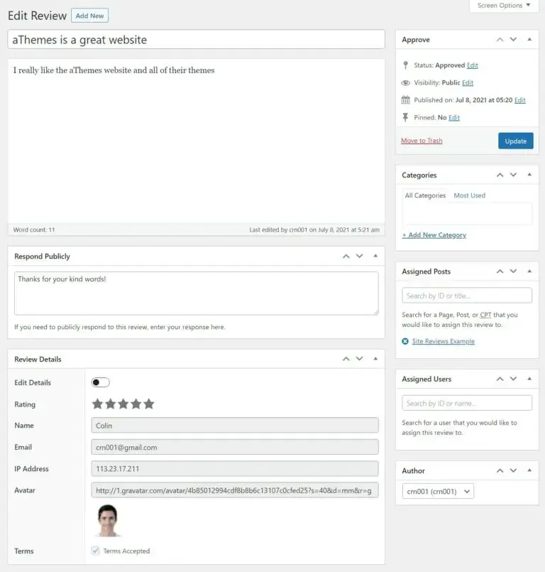 Backend des critiques de sites