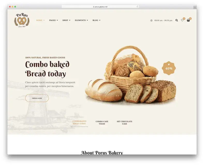 tema wordpress porus untuk toko roti