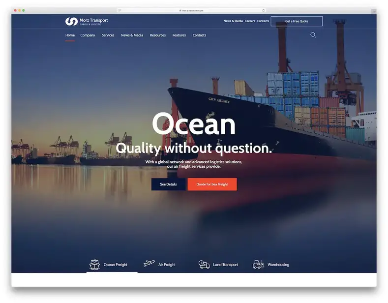 tema wordpress della logistica dei trasporti morz