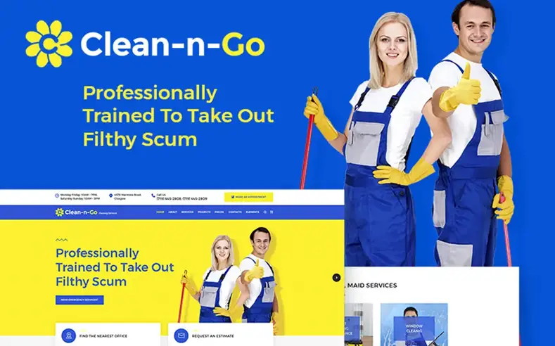 Clean-n-Go - Thème WordPress pour les services de nettoyage