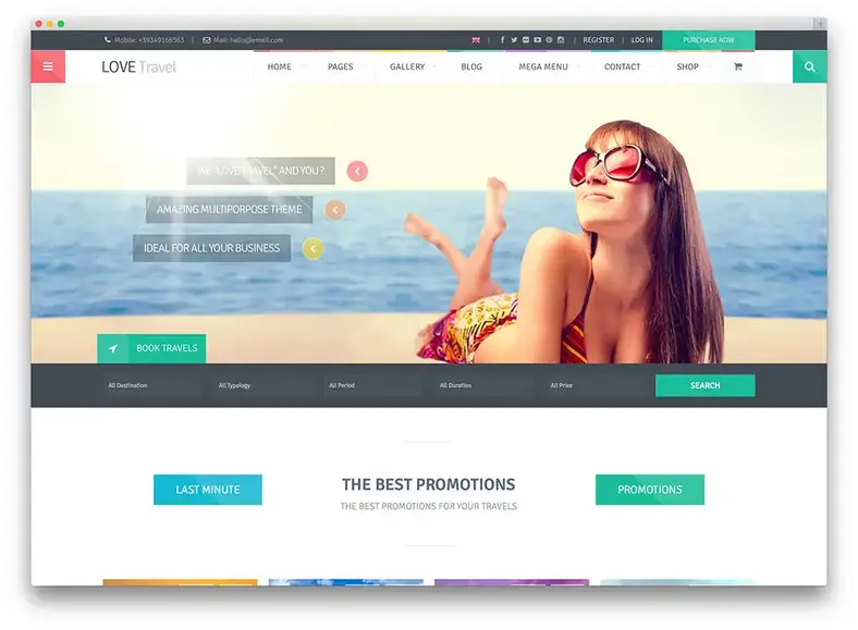 amo viajar - tema de design plano