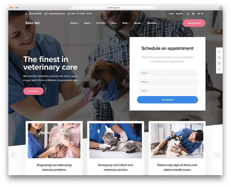 tema wordpress veterinario ekko