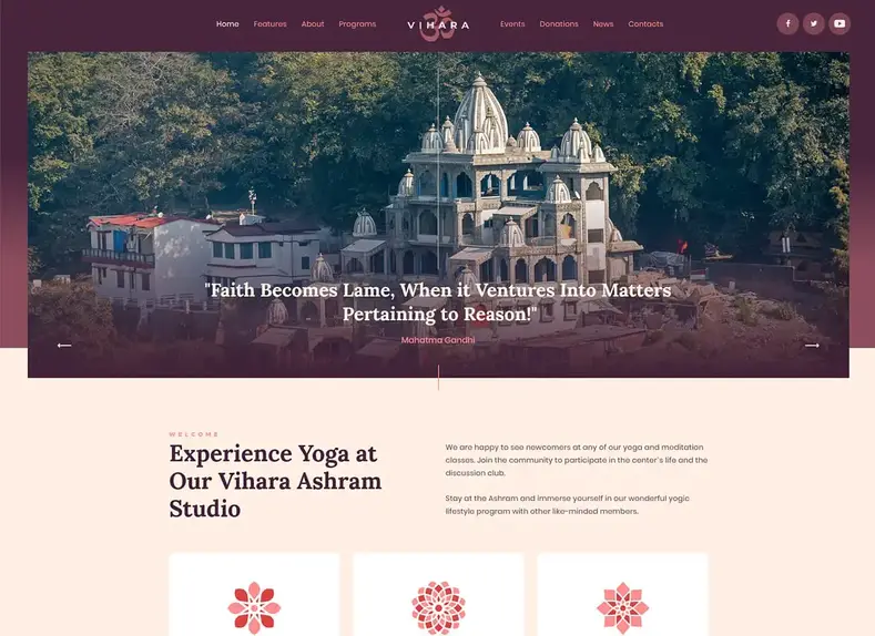 Vihara |  Thème WordPress du temple bouddhiste de l'Ashram