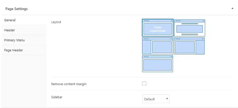 Controlli della pagina Zakra