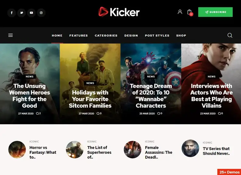 Kicker – téma WordPress pre viacúčelový blogový magazín