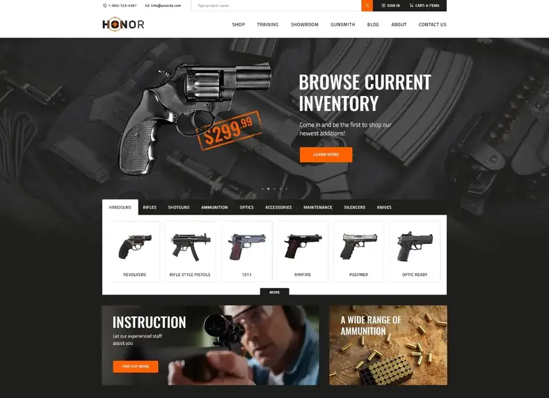 Kehormatan |  Tema WordPress Toko Senjata & Klub Menembak