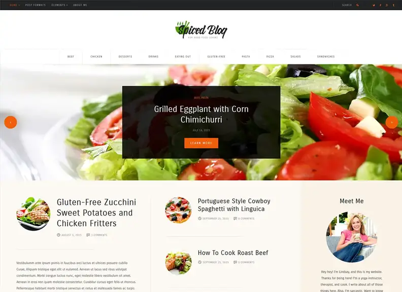 Blog speziato |  Un tema WordPress per il blog personale di cibo e ricette fresche