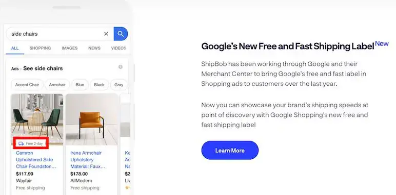ShipBob - Google Gratis hurtig forsendelsesmærke