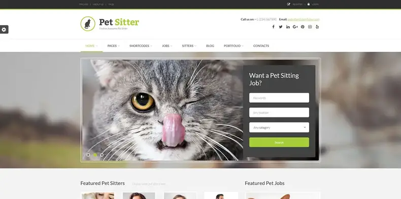 Pet Sitter - Thème WordPress pour site d'emploi réactif