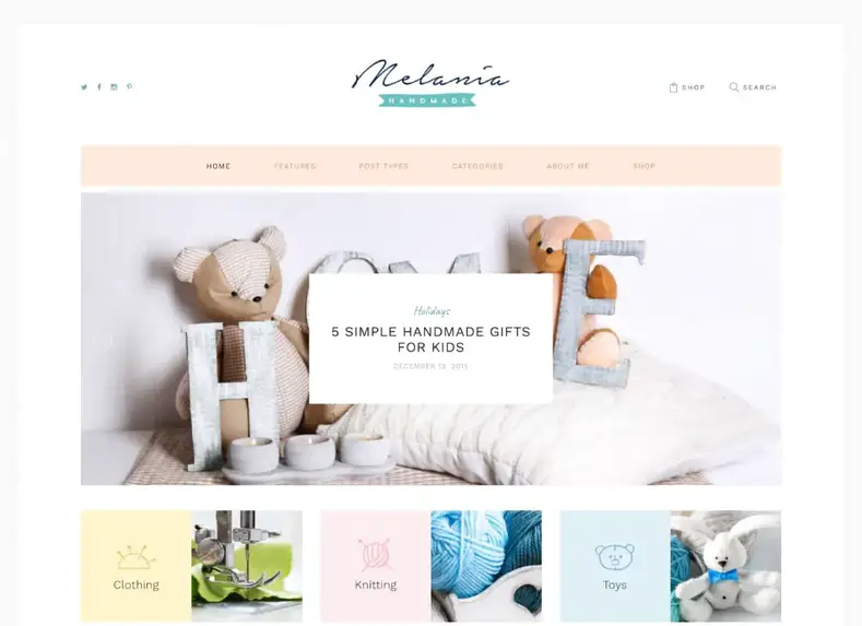 Melanie |  Tema WordPress de loja e blog feito à mão