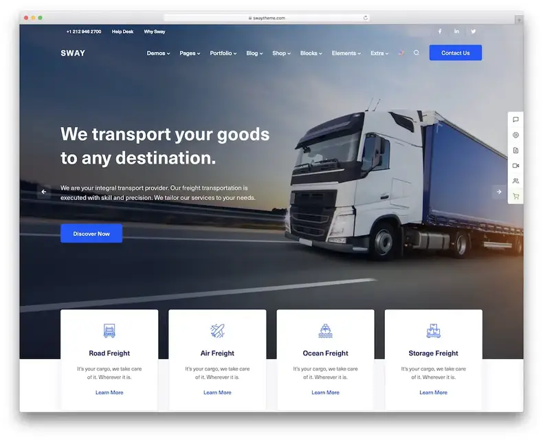 tema wordpress della logistica dei trasporti a rotazione