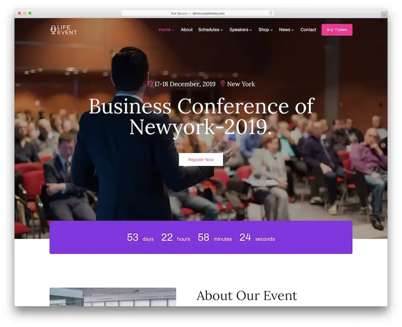 tema wordpress de alto-falante lifevent