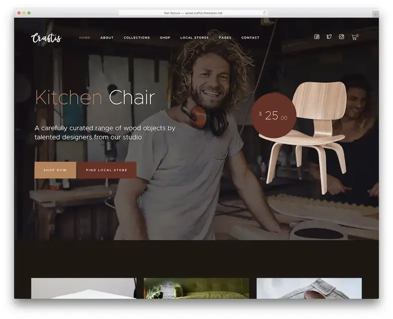 tema wordpress em madeira