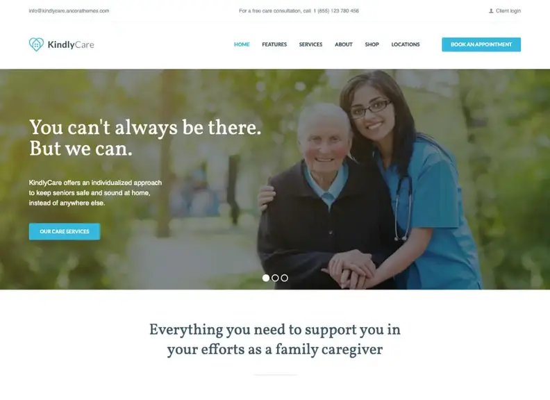 Chăm sóc tử tế |  Chủ đề WordPress cho chăm sóc người cao tuổi và y học